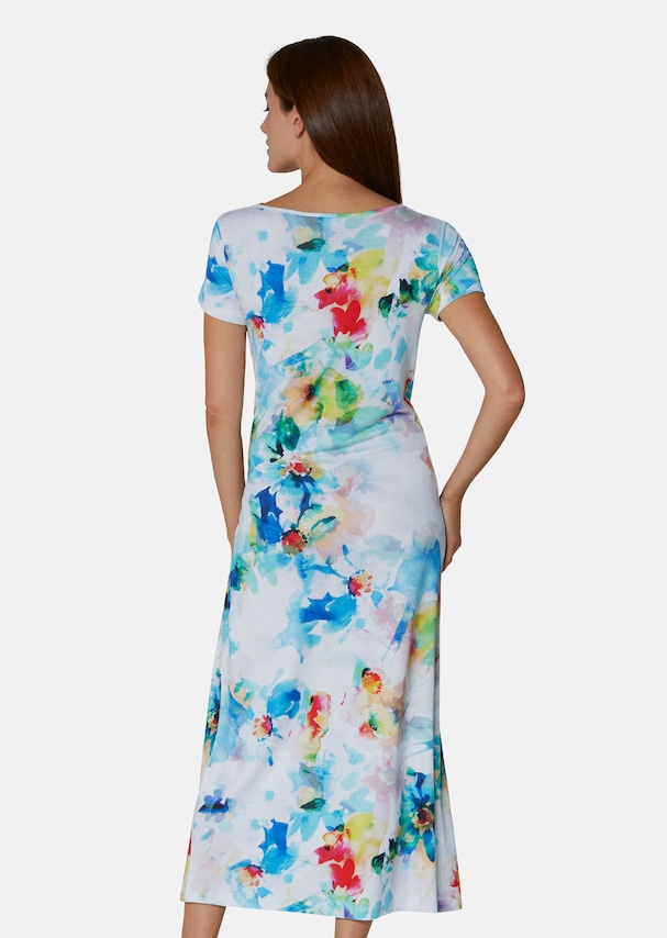 Bedrucktes Kleid mit Wasserfall-Ausschnitt und Knoten-Effekt 2