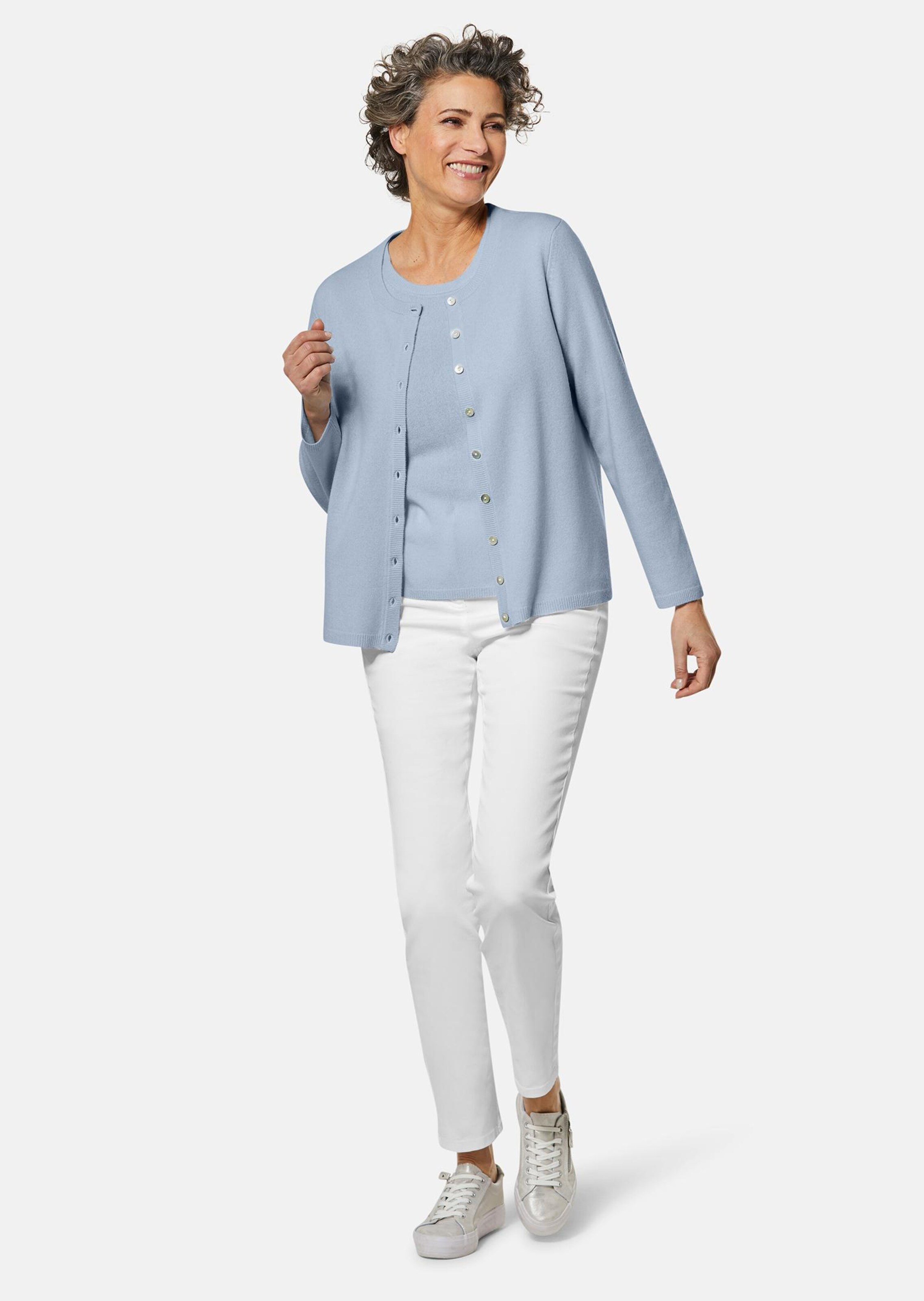 Pull à manches courtes en cachemire - bleu clair - Gr. 56 de Goldner Fashion