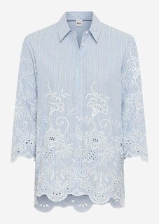 Baumwollbluse mit Streifen und Blütenstickerei thumbnail 2