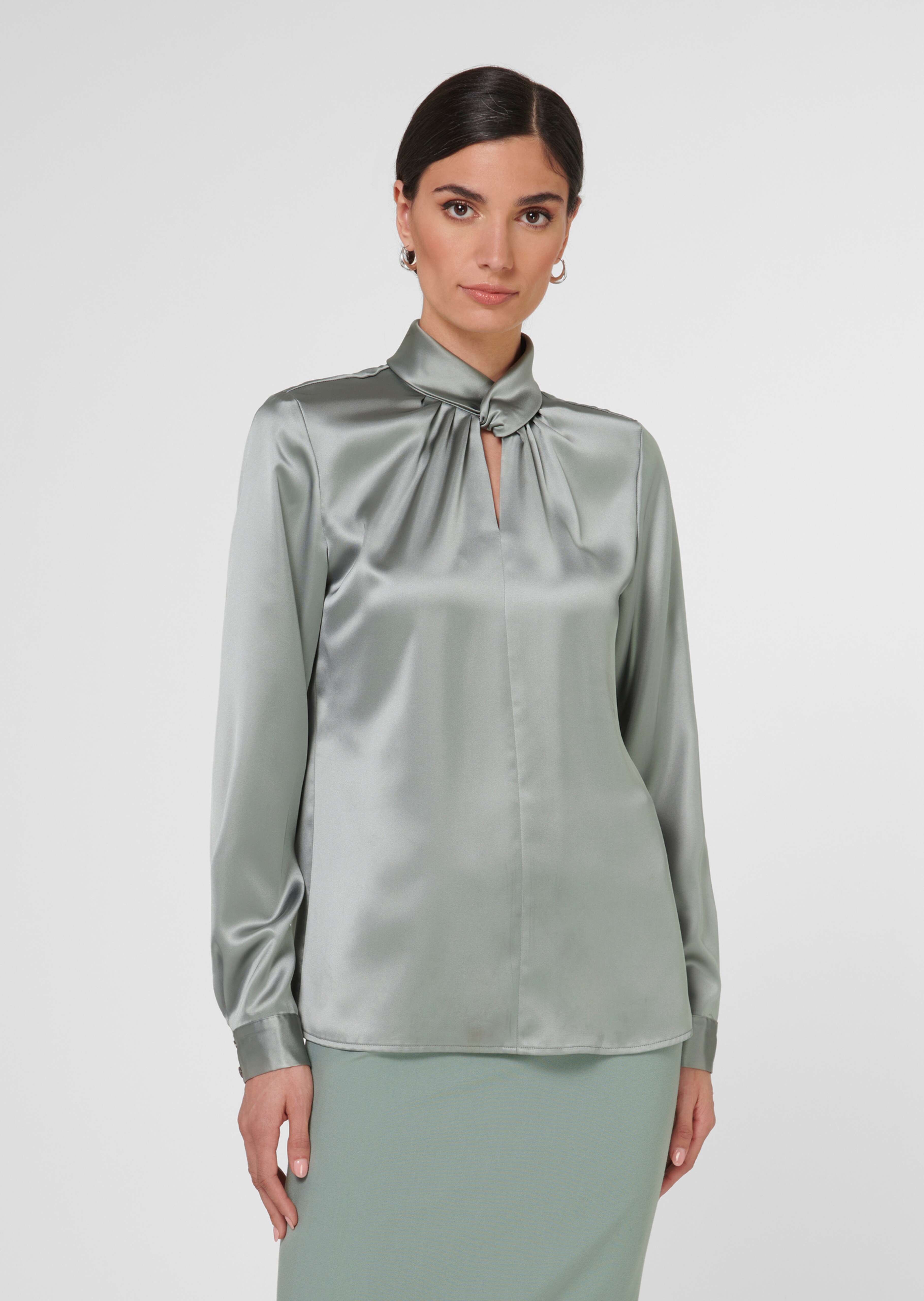 Glamorous slip blouse with stand-up collar
