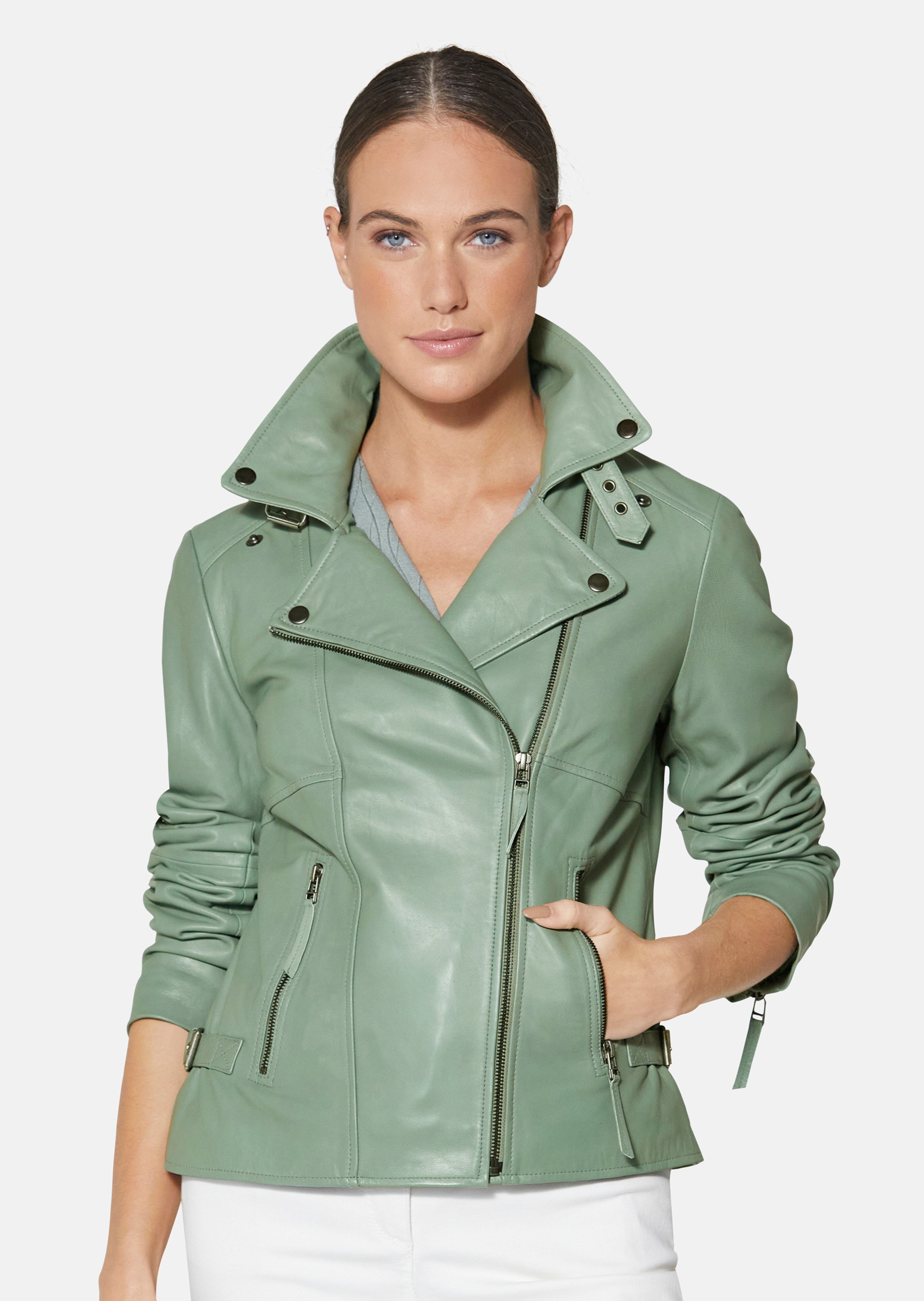 Lammnappa-Jacke im Biker-Stil