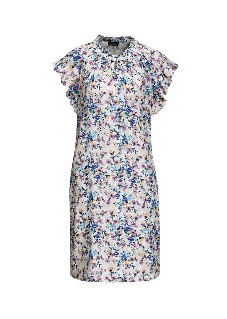 Florales Druckkleid mit Volant-Ärmeln