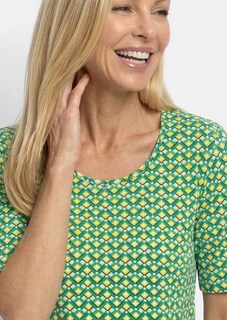 Shirt van viscose met minimalistische geometrische print thumbnail 5