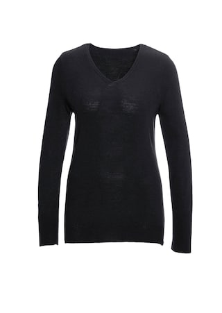 schwarz Pullover mit V-Ausschnitt