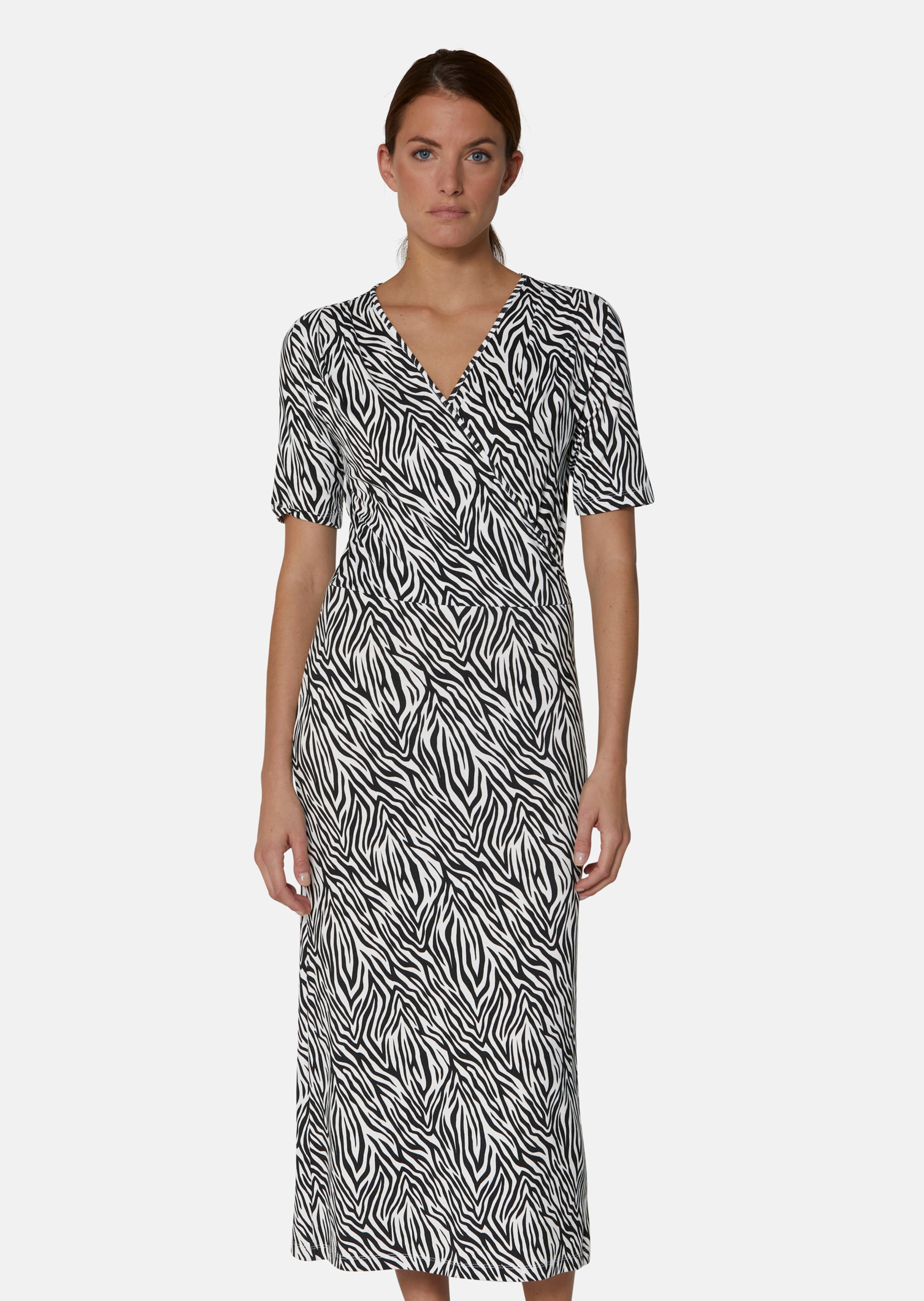 Midikleid mit V-Ausschnitt und kurzem Ärmel
