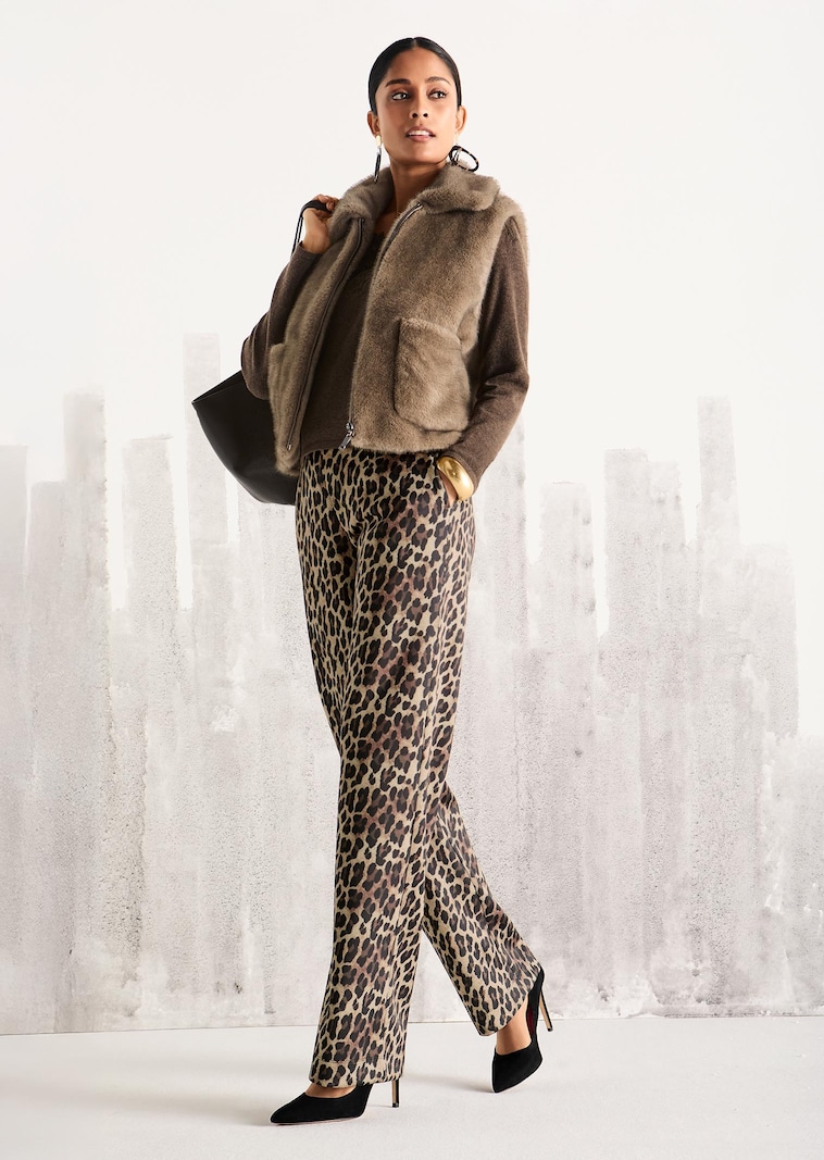 Weite Jerseyhose mit Leopardenmuster