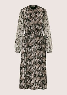 Kleid mit Schlangen-Print und Spitzen-Ärmeln thumbnail 6