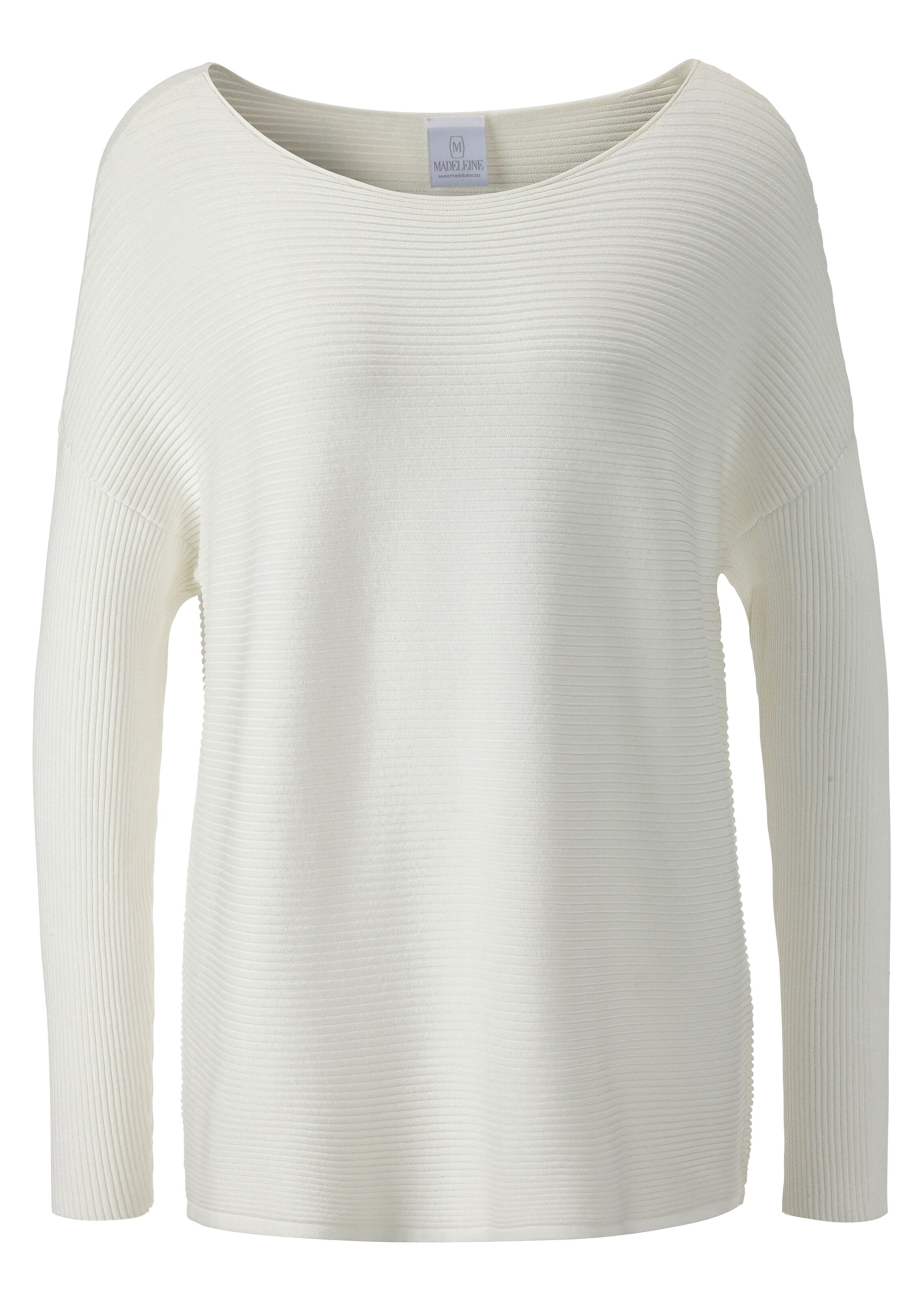 Quergerippter Strick-Pullover mit langen Ärmeln