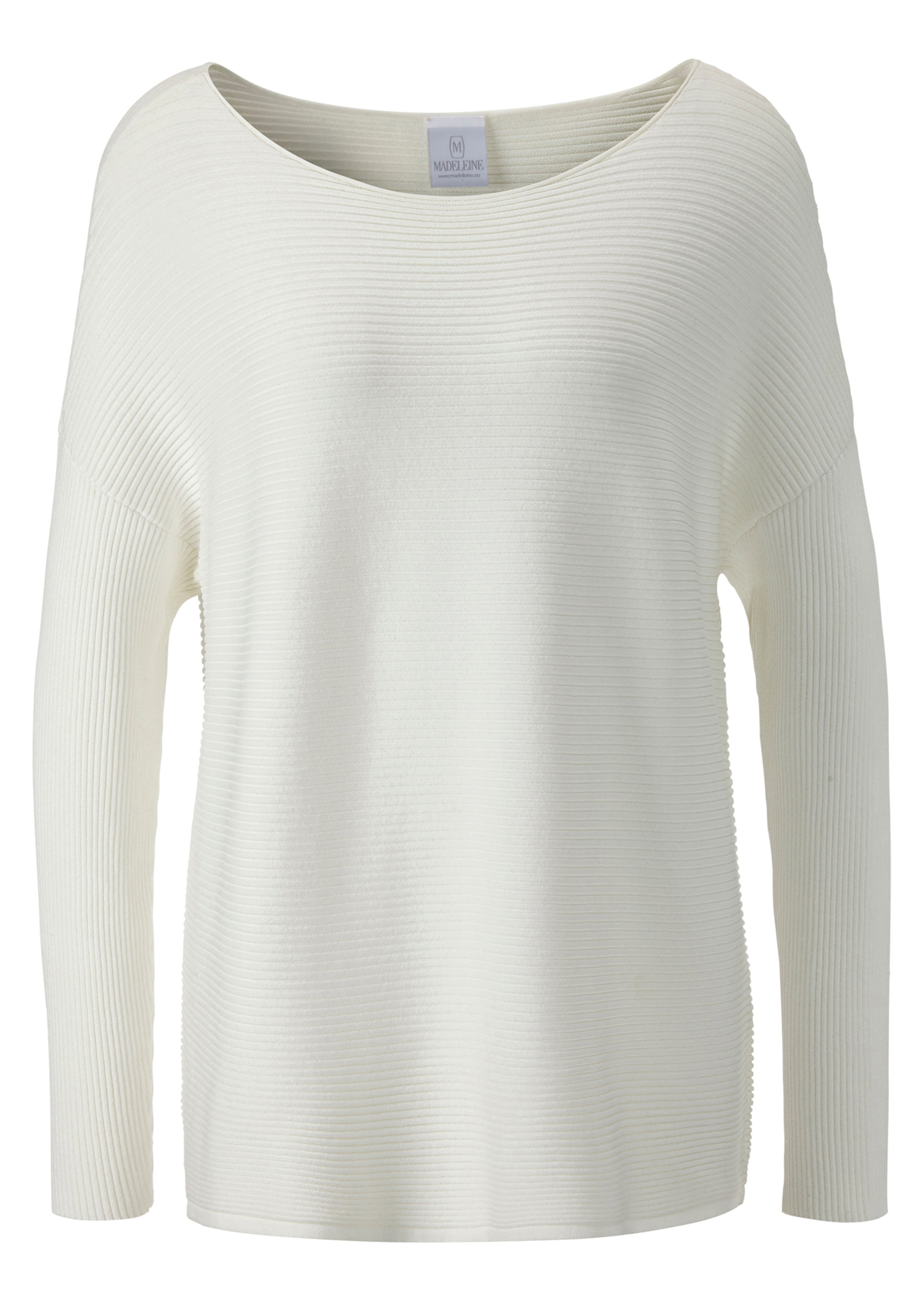 Quergerippter Strick-Pullover mit langen Ärmeln