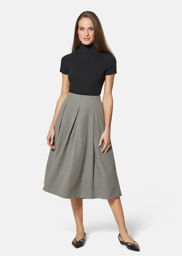 Calf-length pleated skirt in elegant Ceramica fabric 1