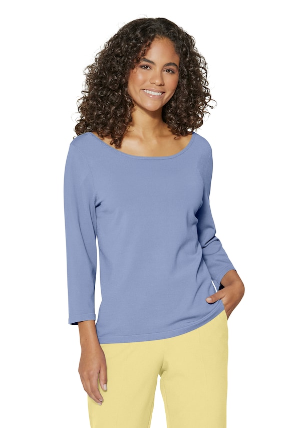 Knitted jumper with boat neckline