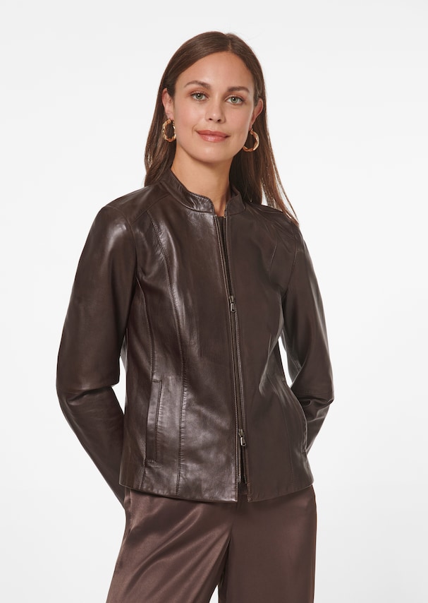 Simple leather jacket made from lamb nappa