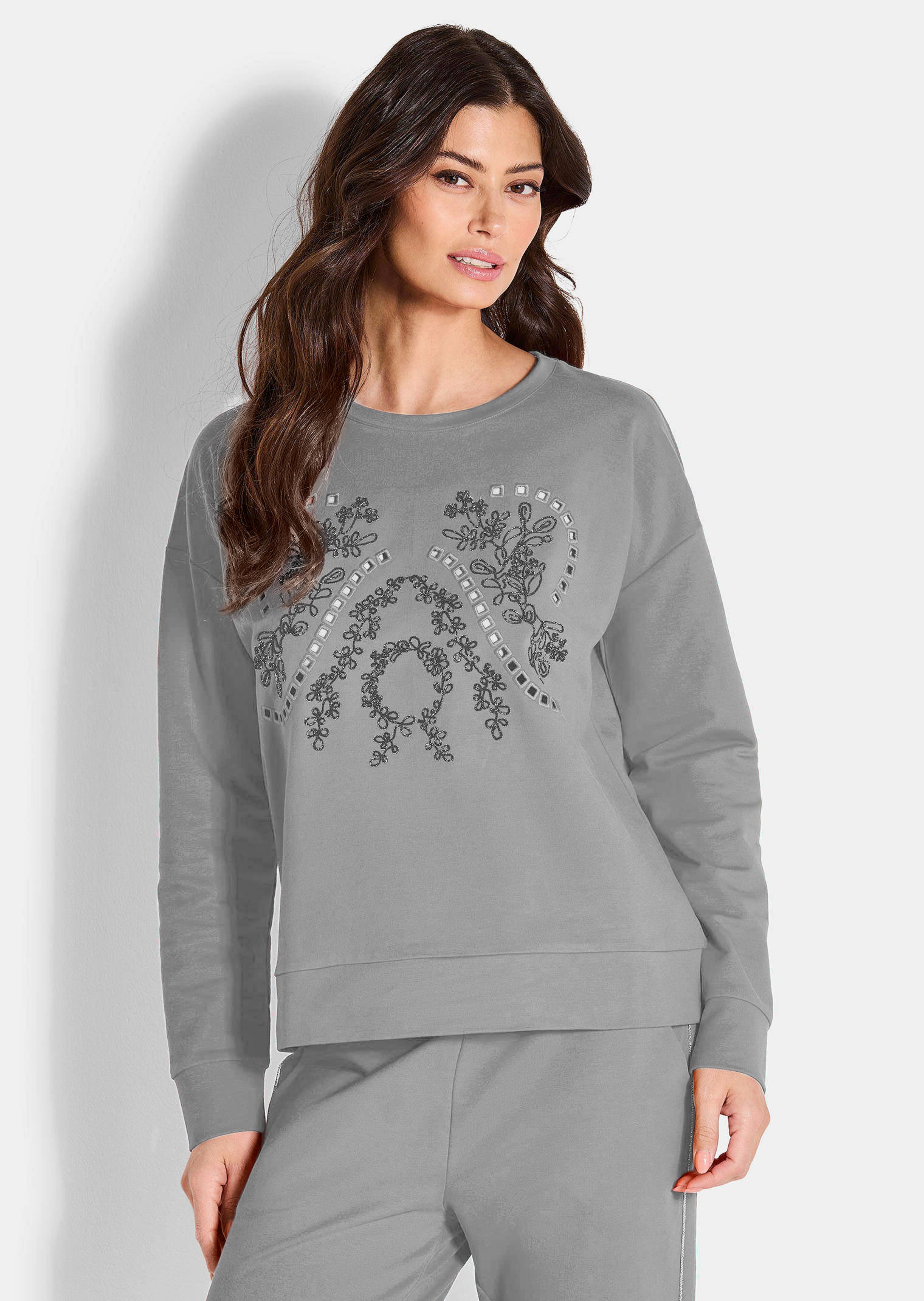 Sweat-shirt agrémenté de broderie séduisante