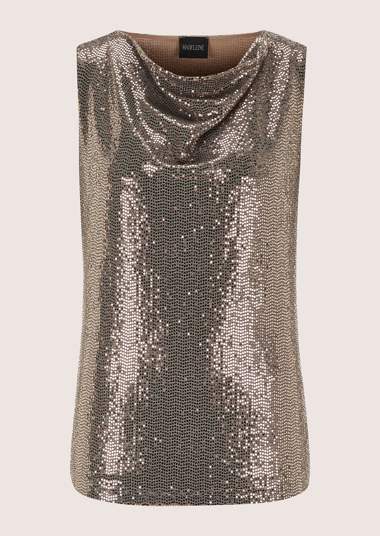 Top mit Glitzerprint mit Wasserfallkragen