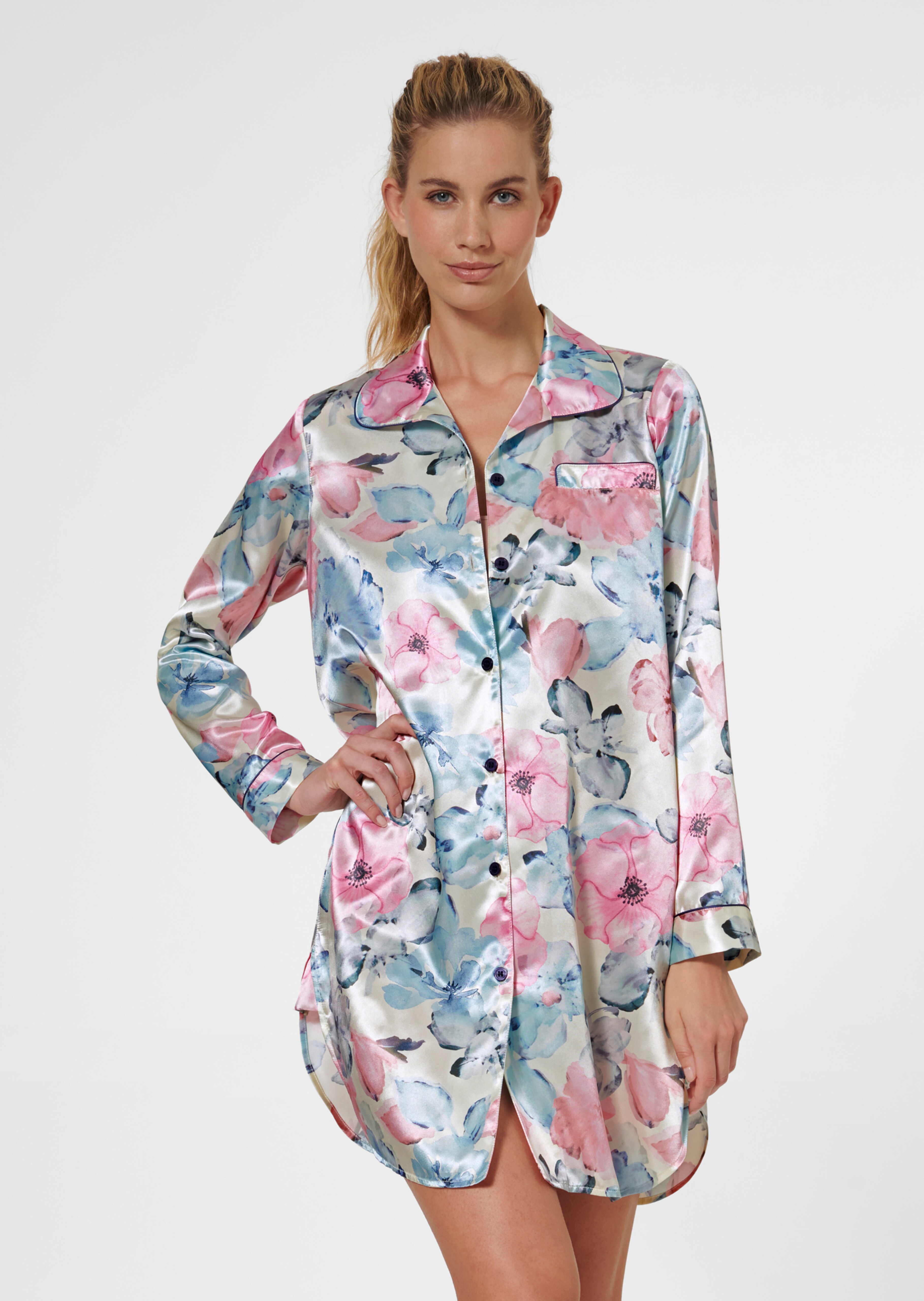 Bedrucktes Sleepshirt aus edlem Glanzsatin