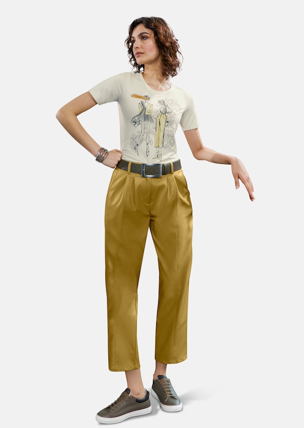 Verkürzte Hose aus softem Lederimitat 1