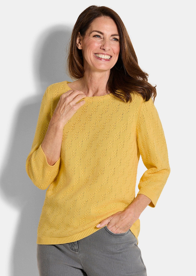Pull à manches 3/4 en pur coton