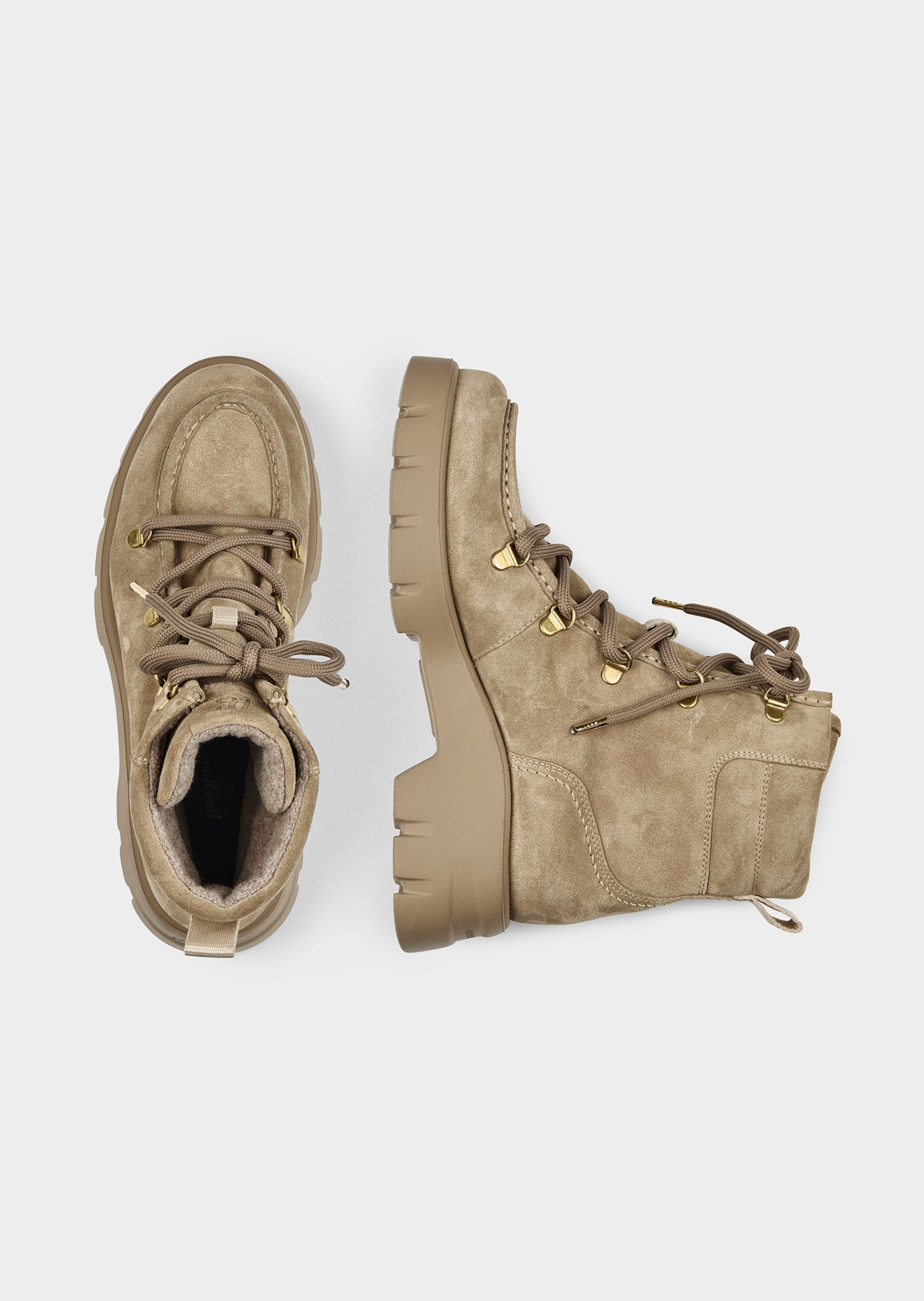 Schnürstiefelette aus Veloursleder