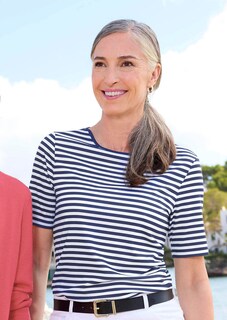 T-shirt à rayures en jersey de viscose thumbnail 7
