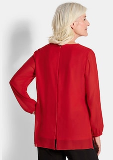 Festliche Bluse mit Chiffonüberwurf und Schmuckelement thumbnail 3
