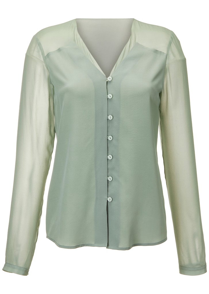 Silk blouse with transparent sections