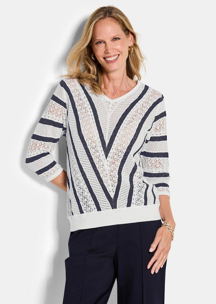 Pull en tricot fin avec motif marin