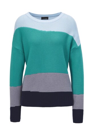 grau / blau / gemustert Strickpullover mit Blockstrick