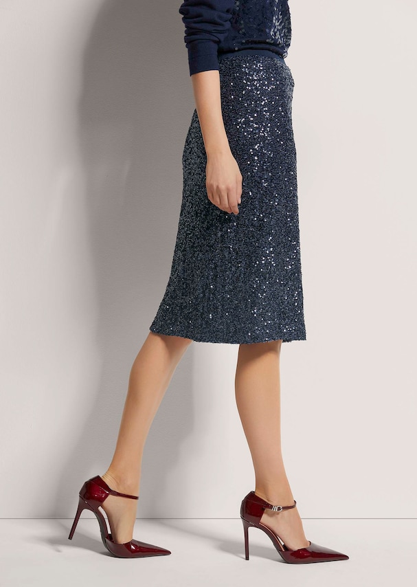 Schlanker Pencil-Skirt mit Wendepailletten 3