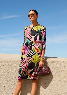 H-line dress with floral print and 3/4-length sleeves thumbnail 7