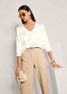 Blusenshirt aus Seidenstretch mit V-Ausschnitt thumbnail 4