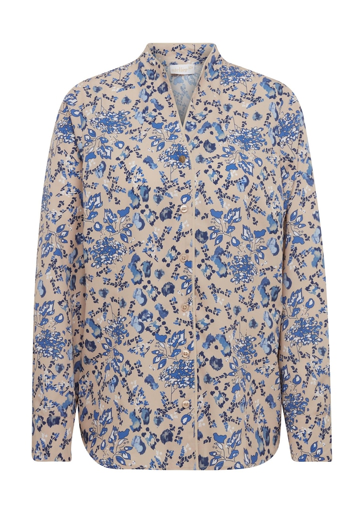 Beeldschone, gedessineerde blouse met sierknoop 1