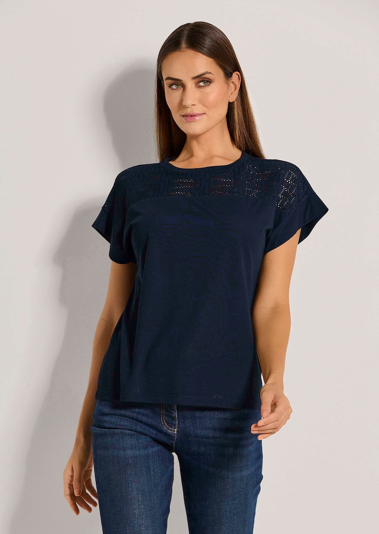 Kurzarm Shirt mit Spitzen-Einsatz