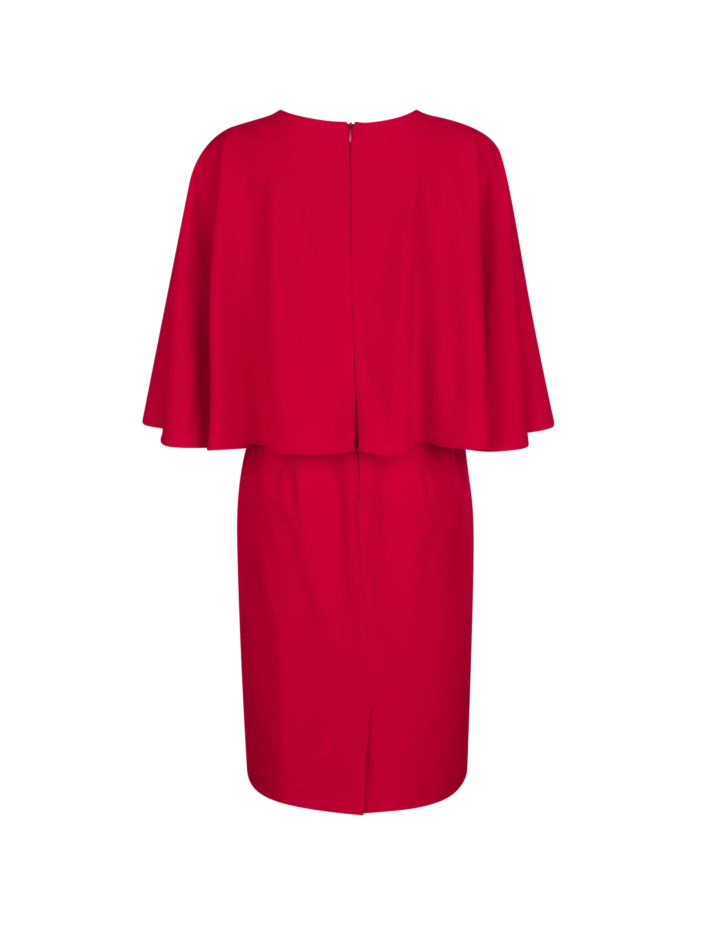 Kleid in Capeoptik und Zierband in Ausschnitt