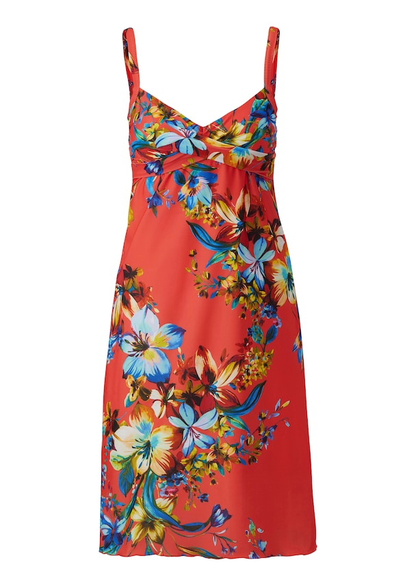 Beach dress with a bright floral print