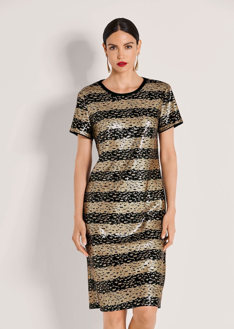 Paillettenkleid mit Streifen und kurzem Arm