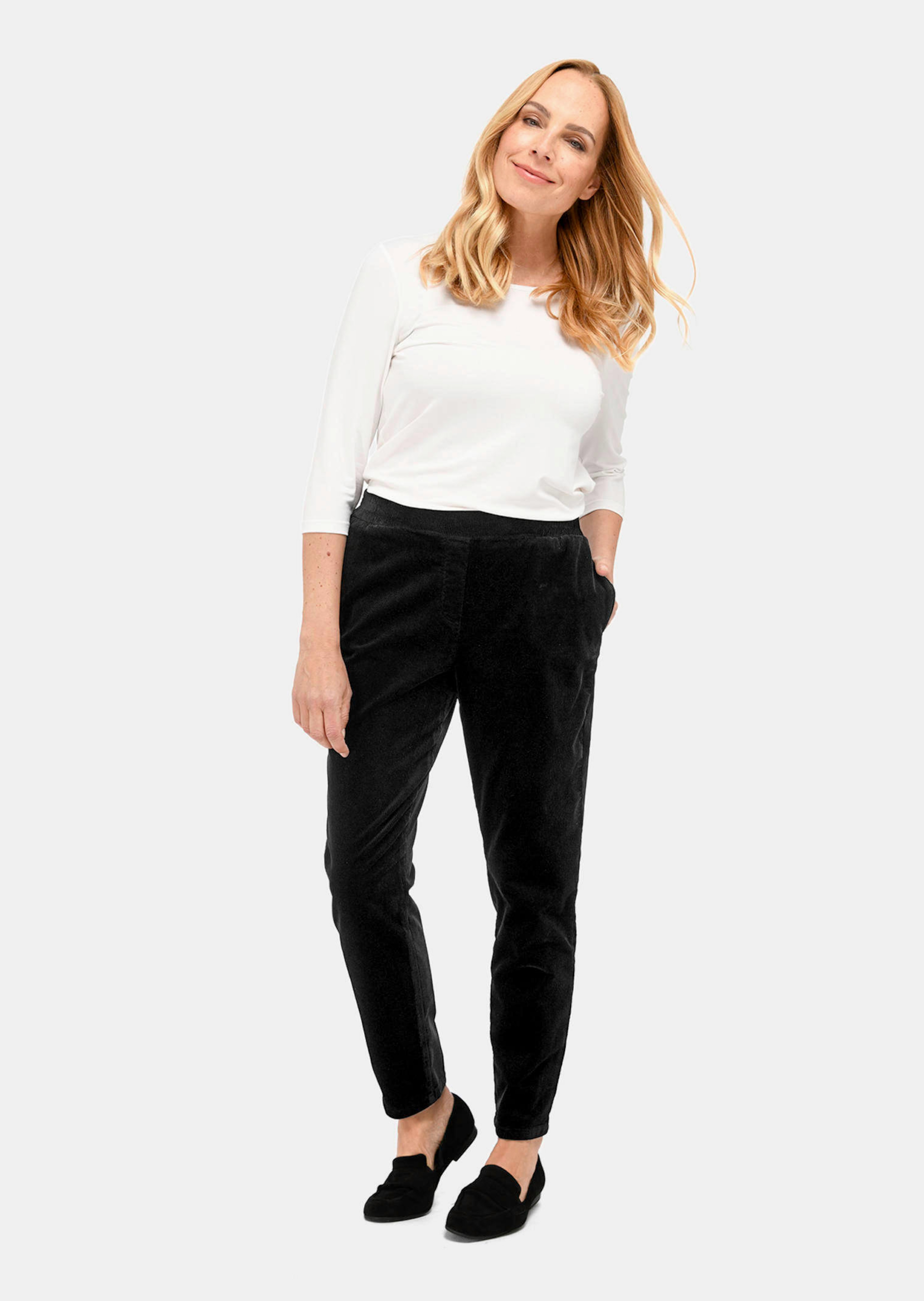 Corduroy broek met elastische tailleband thumbnail 2