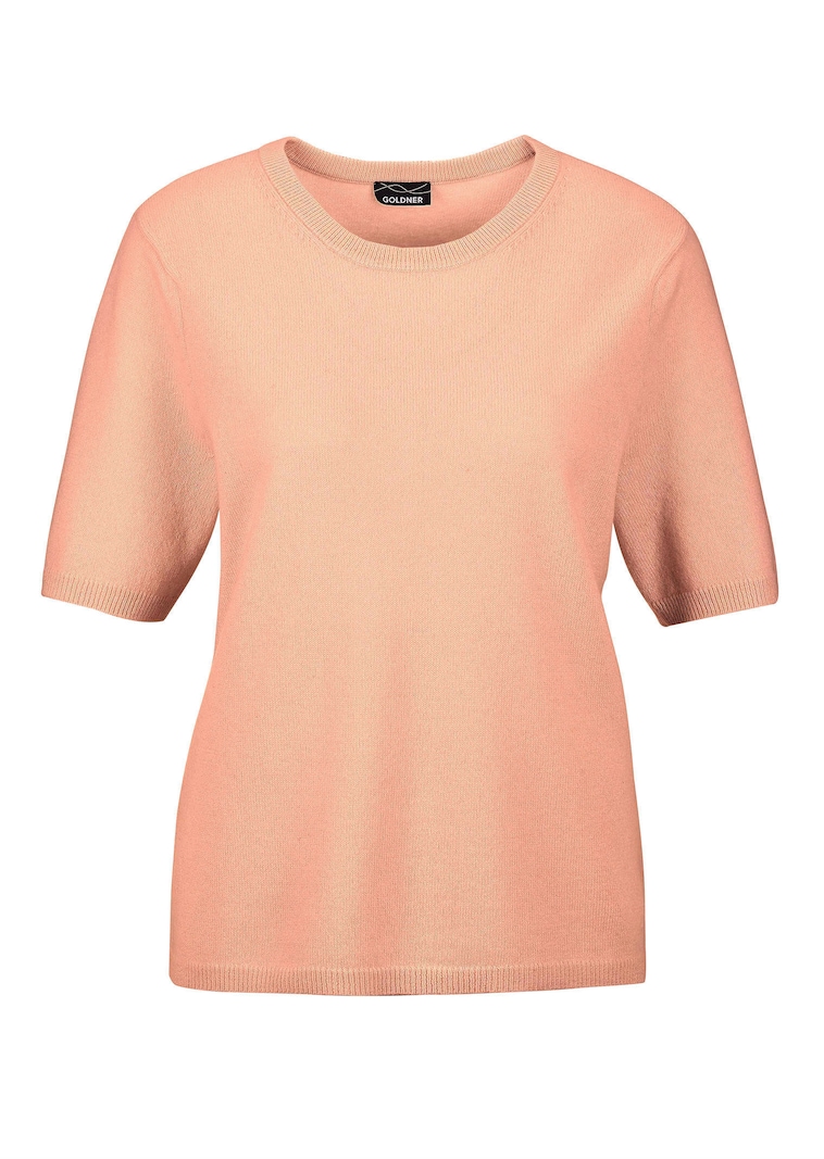 Pullover van kasjmier met korte mouwen en ronde hals