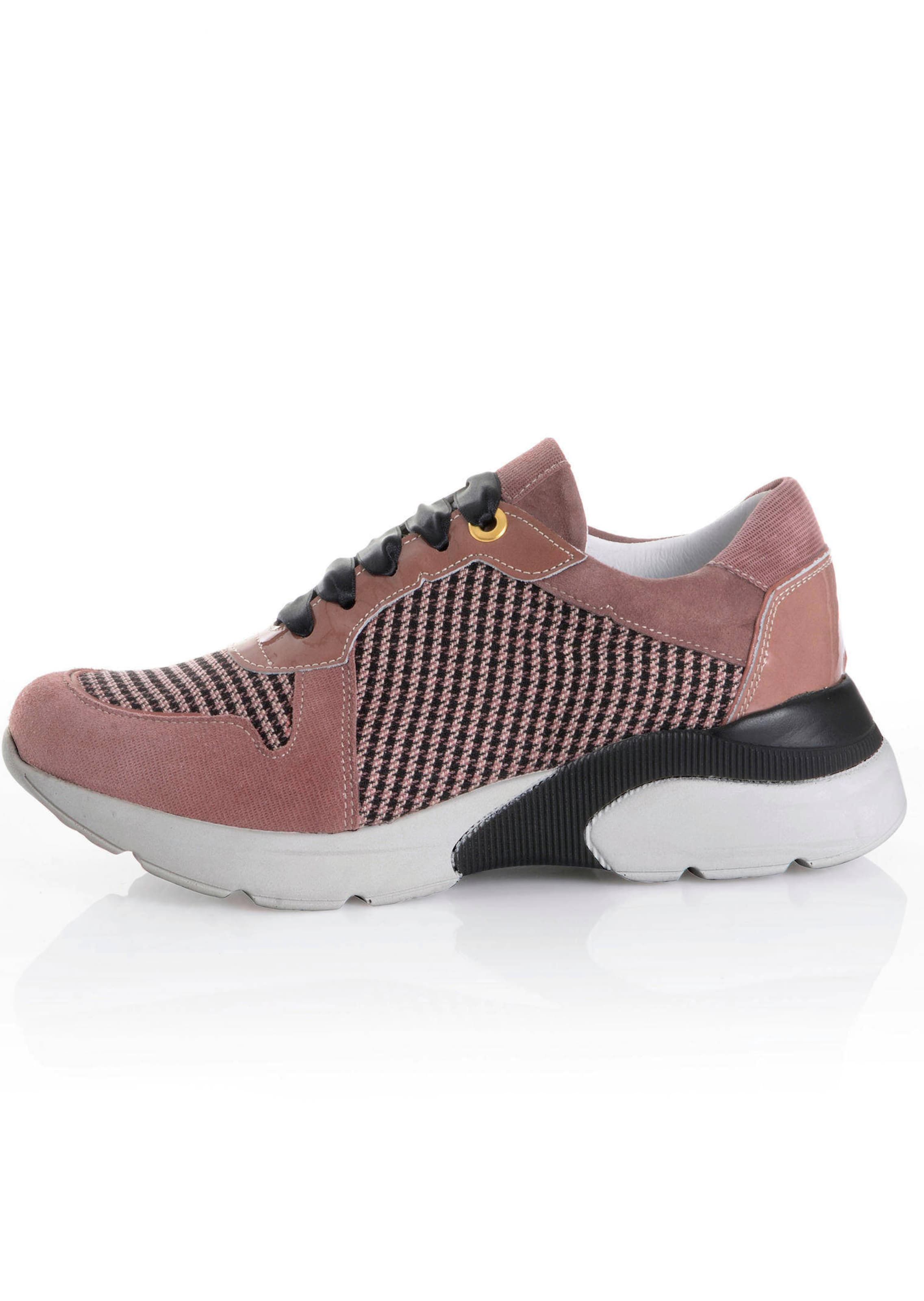 Sneaker mit Pepita-Einsatz in rosé