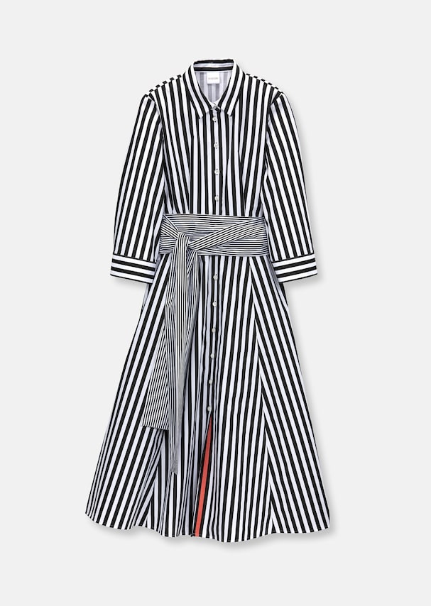 Striped shirt dress with tie sash 3