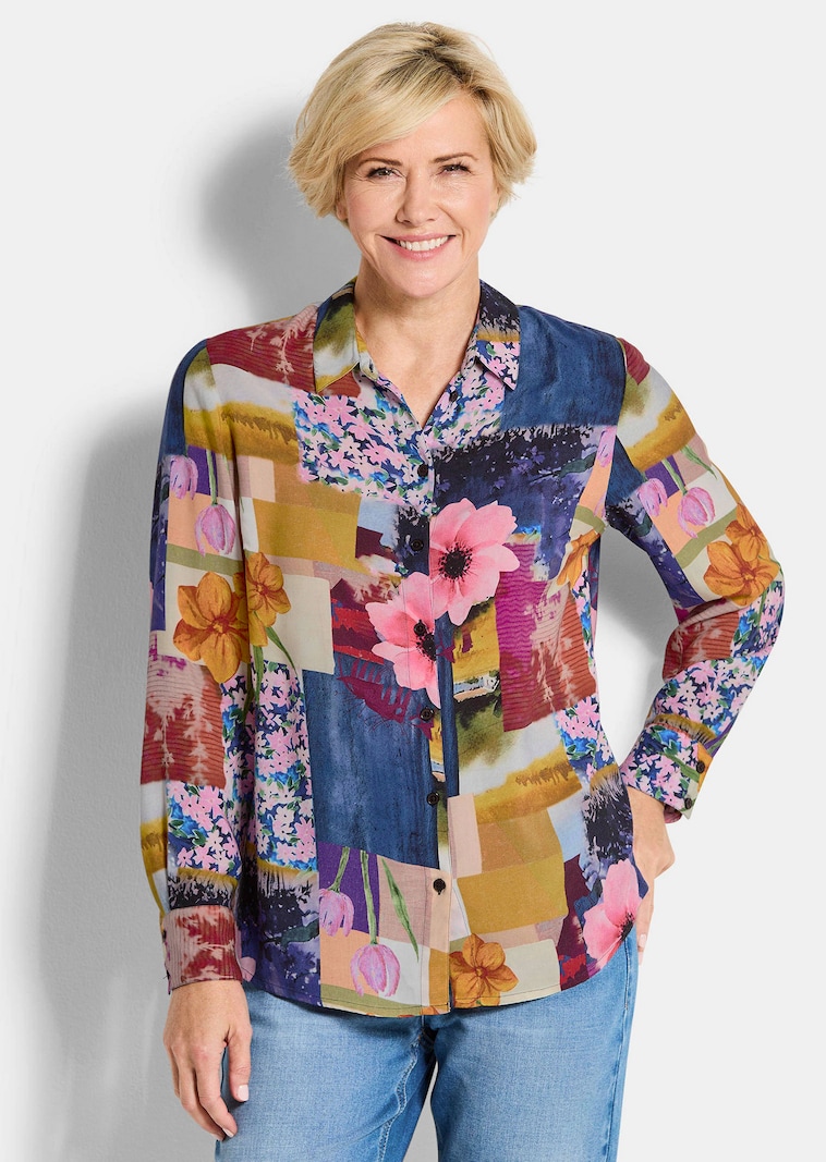 Hemdbluse aus Viskose im Mustermix