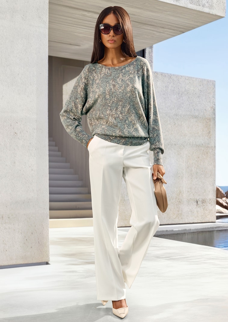 Kaschmir-Pullover mit edlem Allover-Print