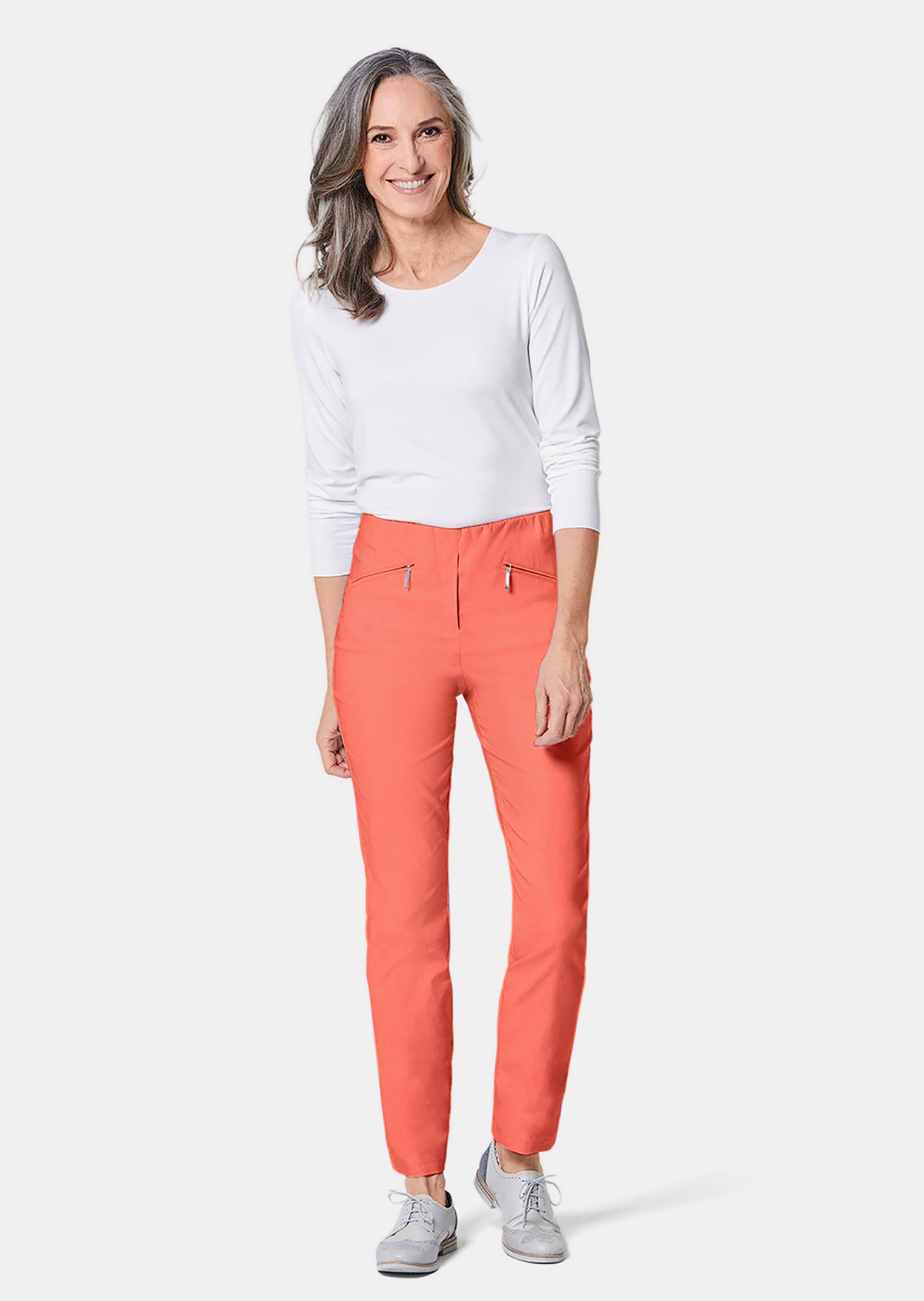 Pantalon hyper LOUISA extensible avec poches zippées - corail - Gr. 20 de Goldner Fashion