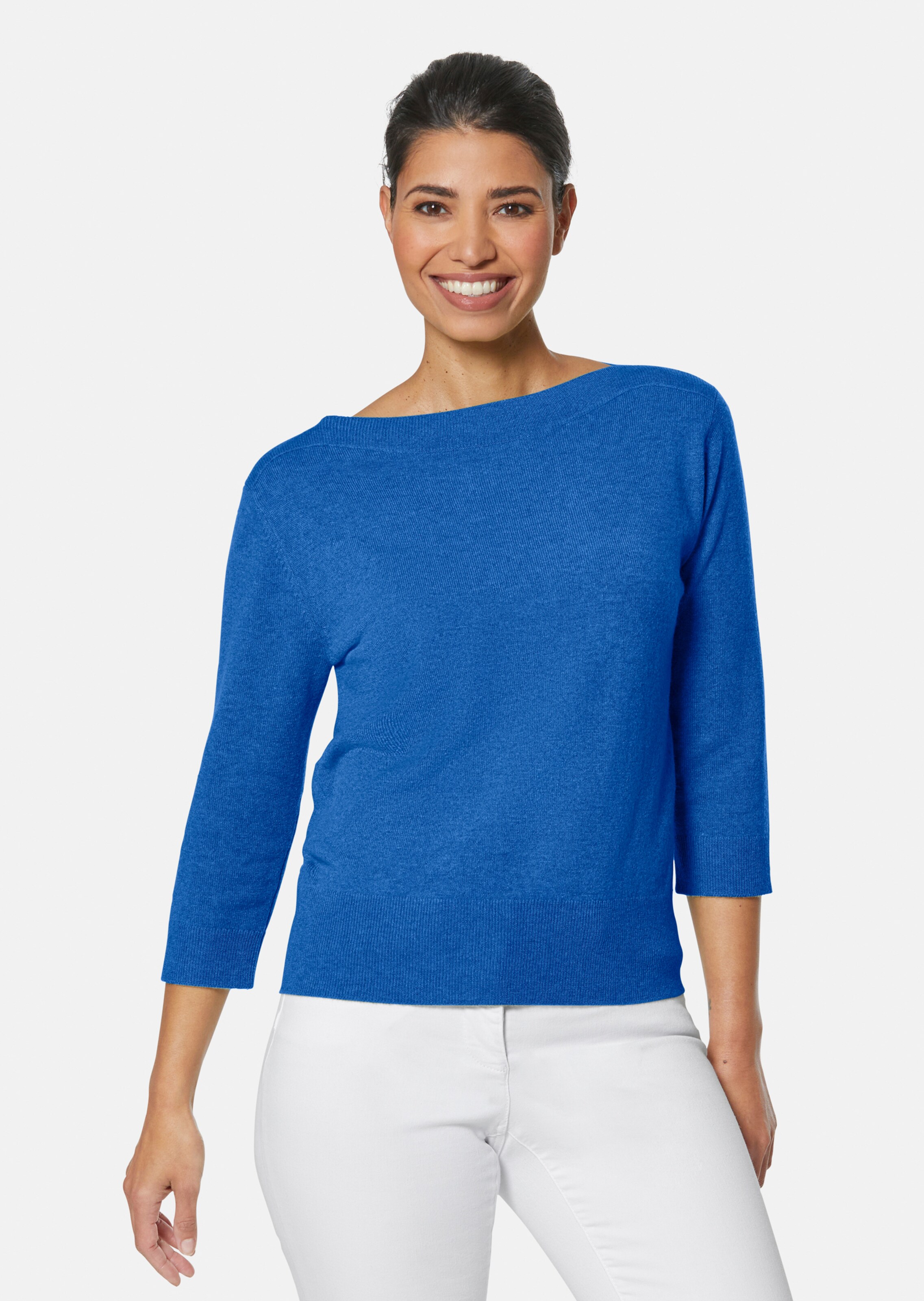 Kaschmirpullover mit U-Boot-Ausschnitt