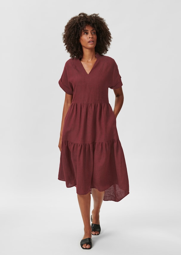 Linen dress with tiered flounces 1