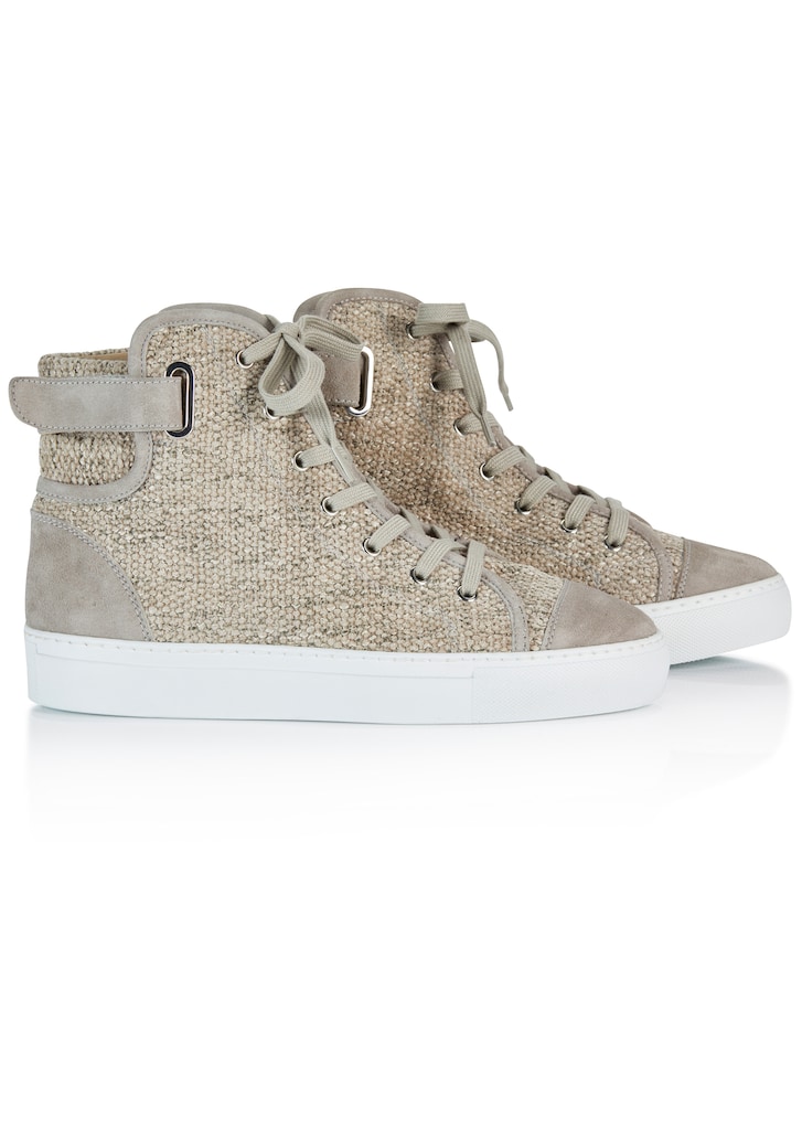 High-top sneakers in a mix of materials