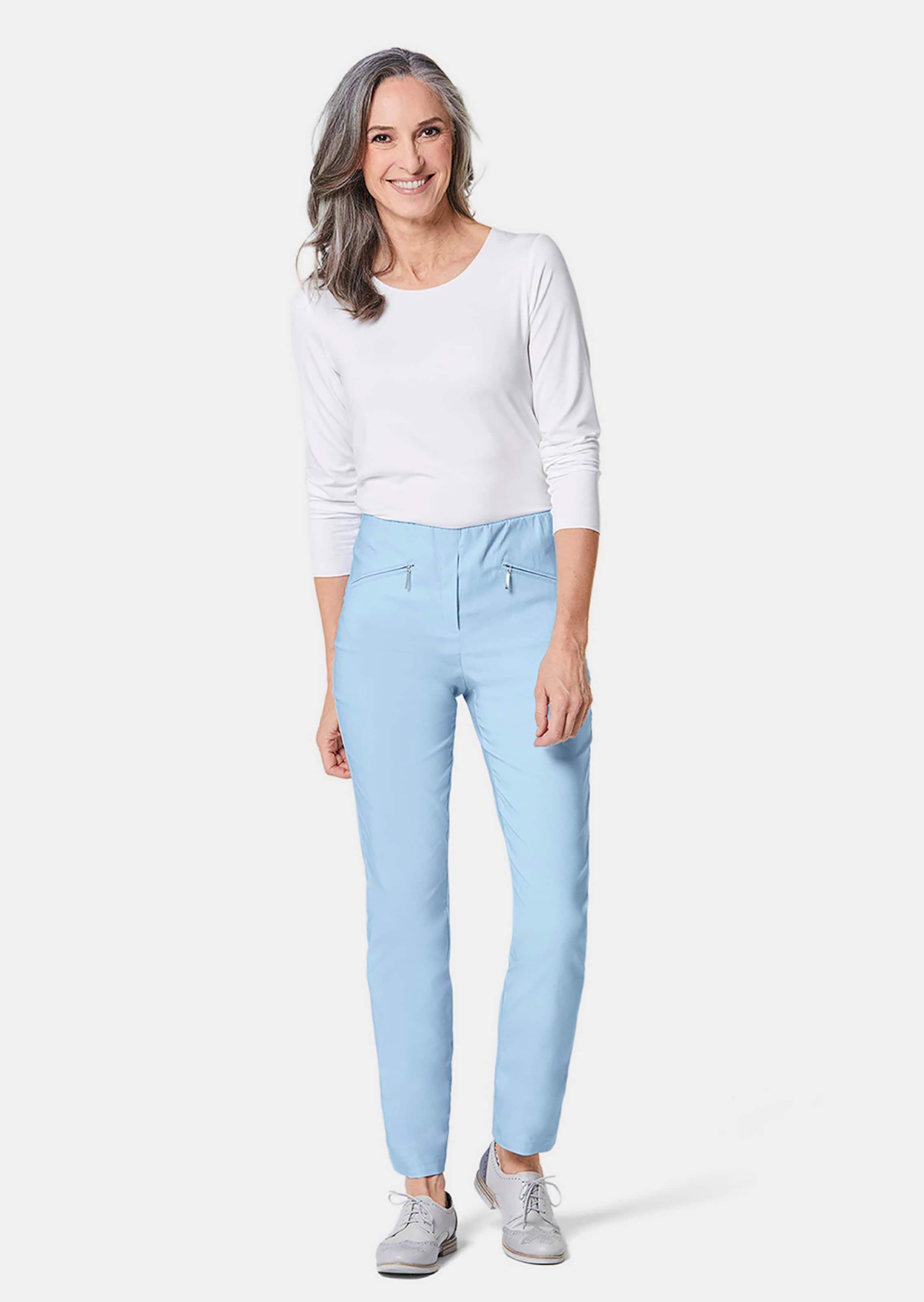 Pantalon hyper LOUISA extensible avec poches zippées - bleu clair - Gr. 205 de Goldner Fashion