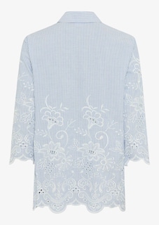 Baumwollbluse mit Streifen und Blütenstickerei thumbnail 3