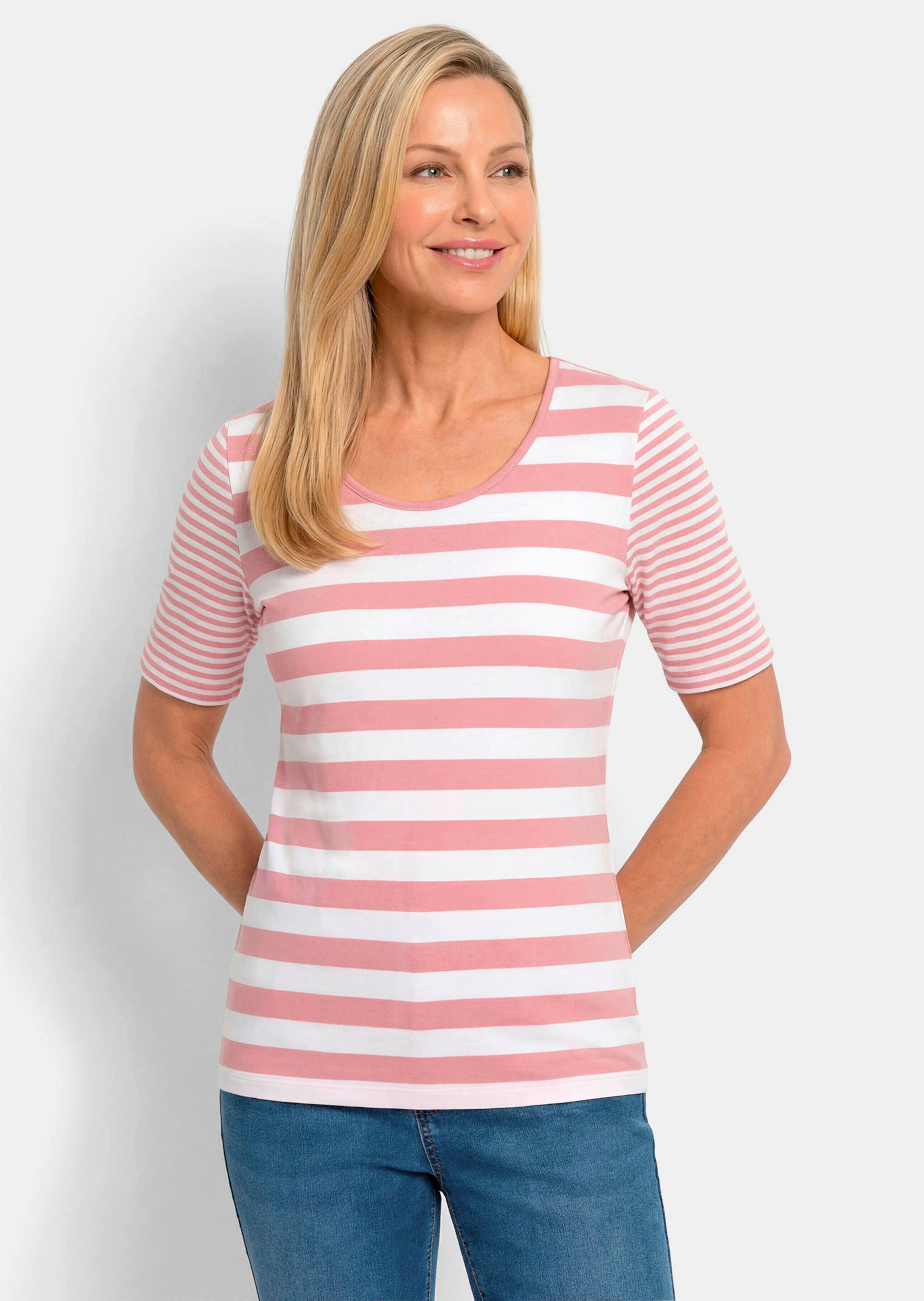 Gestreept shirt van zachte katoenmix