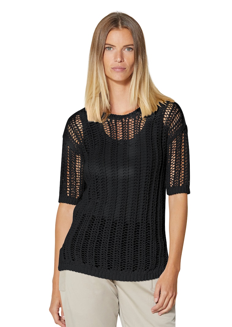 Ajourpullover aus edlem italienischem Bändchengarn