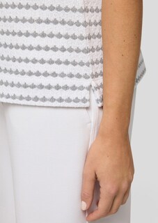 Pull à manches courtes en tricot structuré, avec coton thumbnail 5